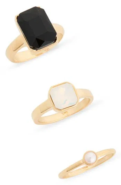 Nordstrom Rack Set Of 3 Multi Stone Rings In Gold