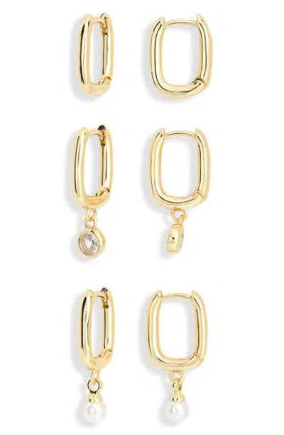 Nordstrom Rack Set Of 3 Oval Hoop Earrings In Gold