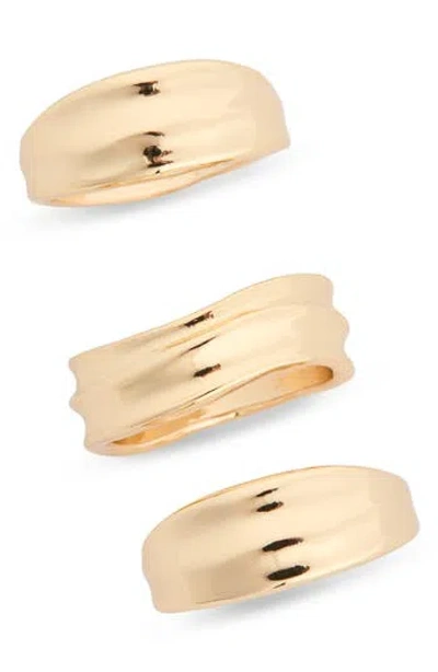Nordstrom Rack Set Of 3 Sculptural Metal Rings In Gold