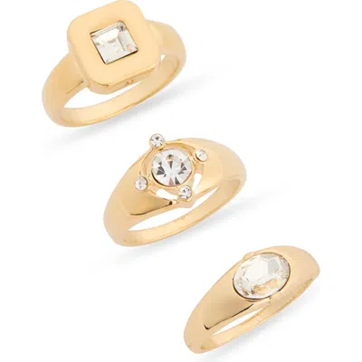 Nordstrom Rack Set Of 3 Signet Rings In Gold