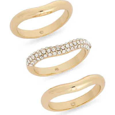 Nordstrom Rack Set Of 3 Stackable Chevron Band Rings In Blue