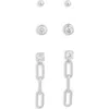 Nordstrom Rack Set Of 3 Stud & Drop Earrings In Metallic