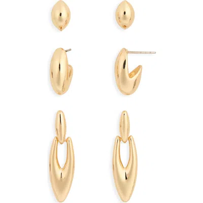 Nordstrom Rack Set Of 3 Stud & Hoop Earrings In Gold