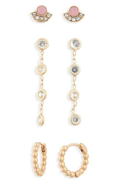 Nordstrom Rack Set Of 3 Stud Drop Earrings In Neutral