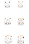 Nordstrom Rack Set Of 3 Stud Earrings In Clear- Gold