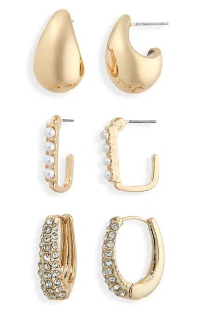Nordstrom Rack Set Of 3 Teardrop Hoop Earrings In Pink
