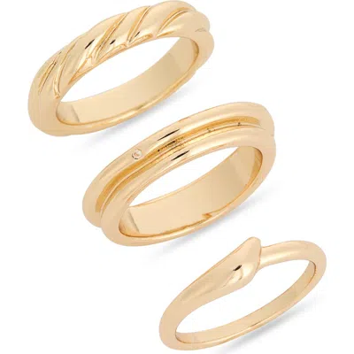 Nordstrom Rack Set Of 3 Twisted Assorted Band Rings In Gold