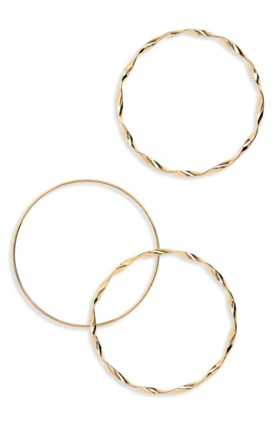 Nordstrom Rack Set Of 3 Twisted Bangle Bracelets In Gold