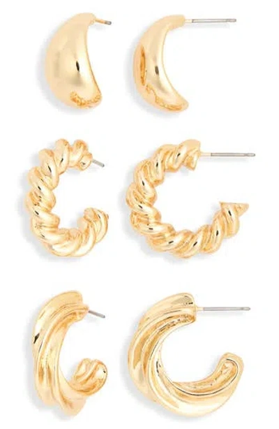 Nordstrom Rack Set Of 3 Twisted Hoop Earrings In Gold