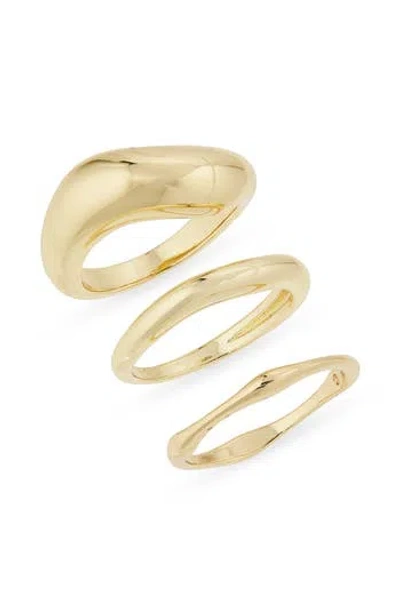 Nordstrom Rack Set Of 3 Wavy Rings In Gold