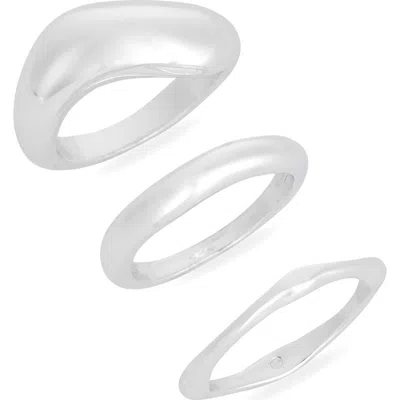 Nordstrom Rack Set Of 3 Wavy Rings In Silver