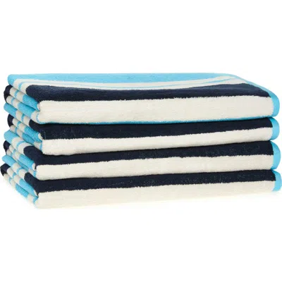 Nordstrom Rack Set Of 4 Cabana Stripe Beach Towels In Blue