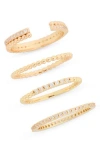 Nordstrom Rack Set Of 4 Cubic Zirconia Stackable Rings In Clear- Gold