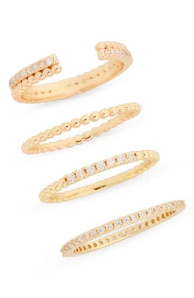 Nordstrom Rack Set Of 4 Cubic Zirconia Stackable Rings In Clear- Gold