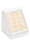 Nordstrom Rack Set Of 4 Cubic Zirconia Stud Earrings In Gold