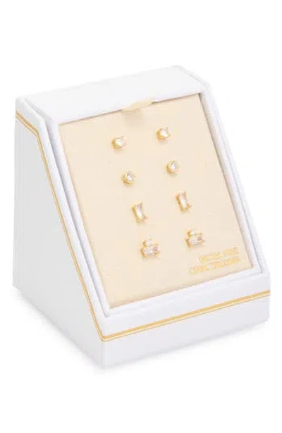 Nordstrom Rack Set Of 4 Cubic Zirconia Stud Earrings In Gold