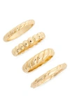 Nordstrom Rack Set Of 4 Twisted Band Stackable Rings In Gold
