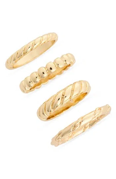 Nordstrom Rack Set Of 4 Twisted Band Stackable Rings In Gold