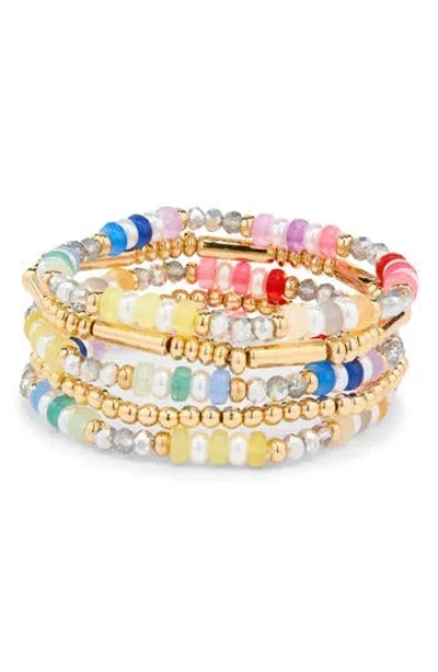 Nordstrom Rack Set Of 5 Beaded Stretch Bracelets In Multi