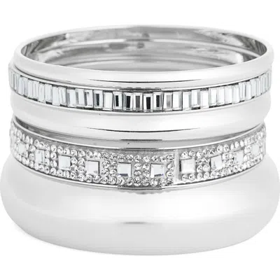 Nordstrom Rack Set Of 5 Crystal Bangles In Metallic