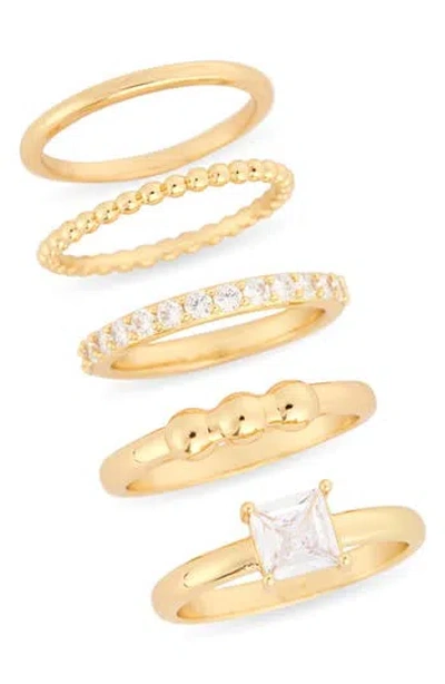 Nordstrom Rack Set Of 5 Cubic Zirconia Stackable Rings In Gold