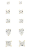 Nordstrom Rack Set Of 5 Cubic Zirconia Stud Earrings In Gold