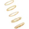 Nordstrom Rack Set Of 5 Cz Stackable Rings In Clear- Gold