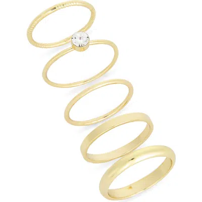 Nordstrom Rack Set Of 5 Oval Cubic Zirconia Rings In Green