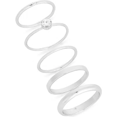 Nordstrom Rack Set Of 5 Oval Cubic Zirconia Rings In Metallic