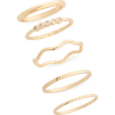 Nordstrom Rack Set Of 5 Skinny Texture Band Rings In Gold