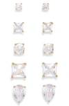 Nordstrom Rack Set Of 5 Stud Earrings In Clear- Gold