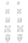Nordstrom Rack Set Of 5 Stud Earrings In Clear- Silver