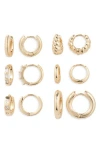 Nordstrom Rack Set Of 6 Assorted Huggie Hoop Earrings In Gold