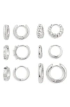 Nordstrom Rack Set Of 6 Assorted Huggie Hoop Earrings In Silver