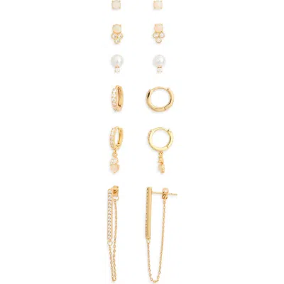 Nordstrom Rack Set Of 6 Cubic Zirconia & Faux Pearl Earrings