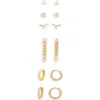 Nordstrom Rack Set Of 6 Cubic Zirconia Assorted Stud, Drop & Huggie Hoop Earrings In Gold