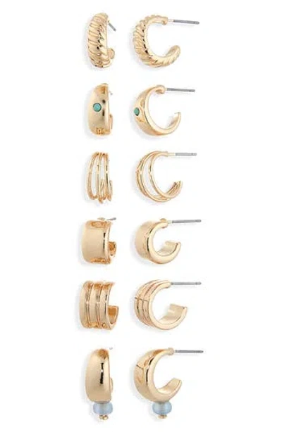 Nordstrom Rack Set Of 6 Huggie Hoop Earrings In Gray