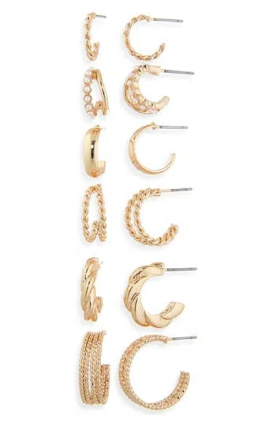 Nordstrom Rack Set Of 6 Huggie Hoop Earrings In Orange