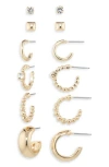 Nordstrom Rack Set Of 6 Stud & Hoop Earrings In Gold