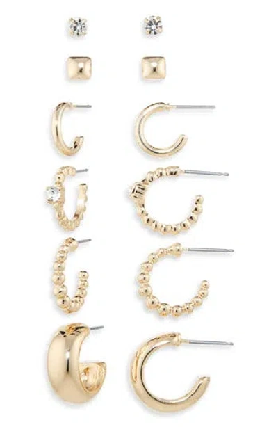 Nordstrom Rack Set Of 6 Stud & Hoop Earrings In Gold