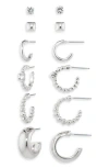 Nordstrom Rack Set Of 6 Stud & Hoop Earrings In Metallic
