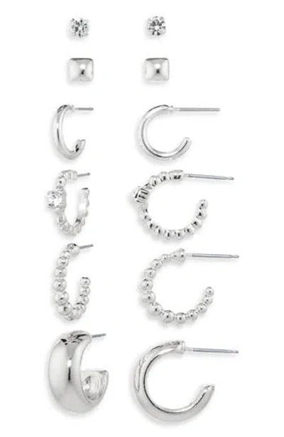 Nordstrom Rack Set Of 6 Stud & Hoop Earrings In Metallic