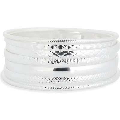 Nordstrom Rack Set Of 7 Etched Bangle Bracelets In Silver