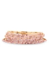 Nordstrom Rack Set Of 7 Stretch Bracelets In Rose Multi- Gold