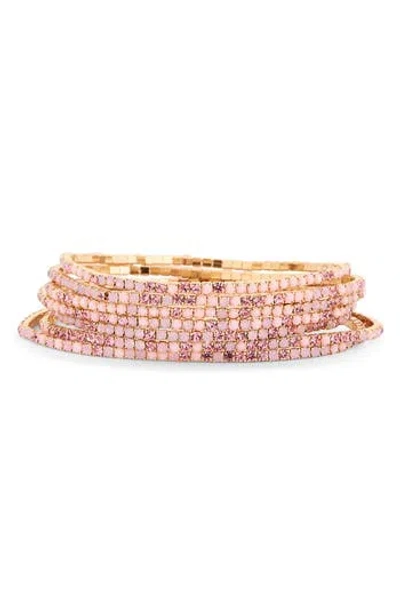 Nordstrom Rack Set Of 7 Stretch Bracelets In Rose Multi- Gold