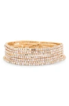 Nordstrom Rack Set Of 7 Stretch Bracelets In White Multi- Gold