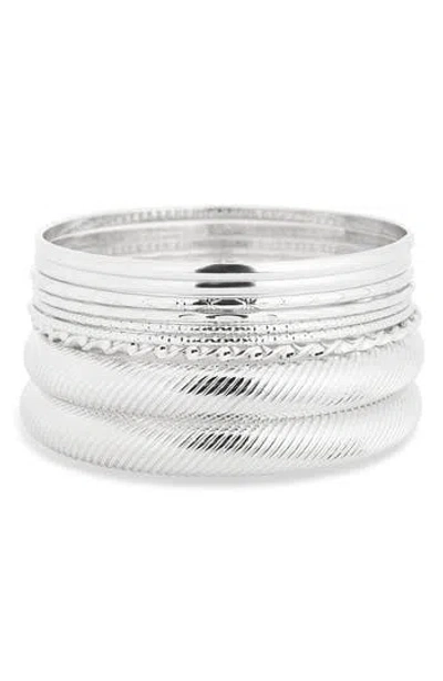Nordstrom Rack Set Of 9 Bangle Bracelets In White