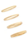 Nordstrom Rack Set Of Four Textured Rings In Gold
