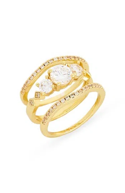 Nordstrom Rack Set Of Three Cubic Zirconia Rings In Gold