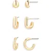 Nordstrom Rack Set Of Three Stud & Hoop Earrings In Gold